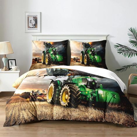 Bettwäsche-Set Traktor 200x200cm mit 2 Kissenbezügen 65x65cm aus Mikrofaser