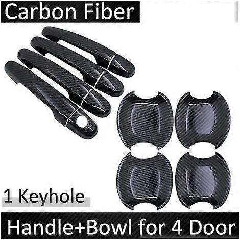 Poignée de porte autocollante en fibre de carbone noire pour Toyota Corolla E140 E150 (2007-2013) - Accessoires auto - Poignée de porte avec trou de serrure (1/5)
