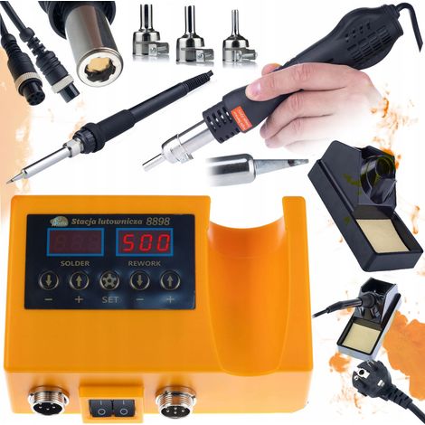 Set Rosfix Orange Husky OH660 2-in-1 Lötstation – Heißluft und 900M Lötkolben 660W Präzision, LED-Anzeigen, 100-500°C Techniklobor, Elektronikreparatur Lötstation