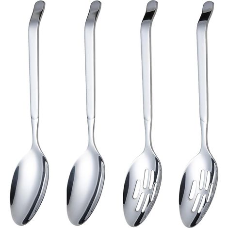 Cucchiaio da buffet, cucchiaio a manico lungo in acciaio inox, cucchiaio in acciaio inox, cucchiaio da cucina, adatto per cucinare per feste, 27,6  5,8 cm (4) (1/5)