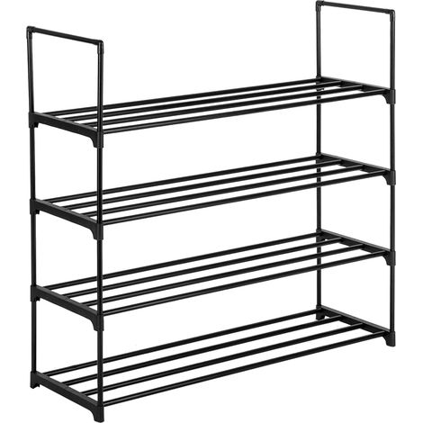 13 tubes, un style sur quatre, étagère à chaussures à 4 couches pour dressing, étagère de rangement noire, étagère à chaussures (1/5)