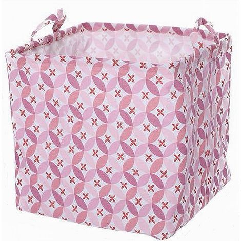TRADE SHOP - Cesto Contenitore Portabiancheria Bucato Con Manici Tessuto Rosa 33x33x31cm 79205 -