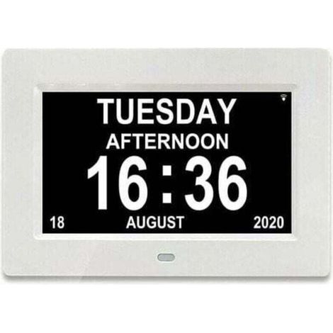 LCD digital clock with calendar and data, clock with calendar and data, time and clock, clock per year, per genitori (bianco) (1/4)