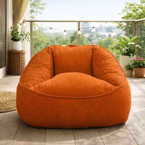 Fauteuil Bean Bag Poire Design – Pouf Relax Ergonomique Multi-Positions pour Salon, Chambre ou Jardin – Orange