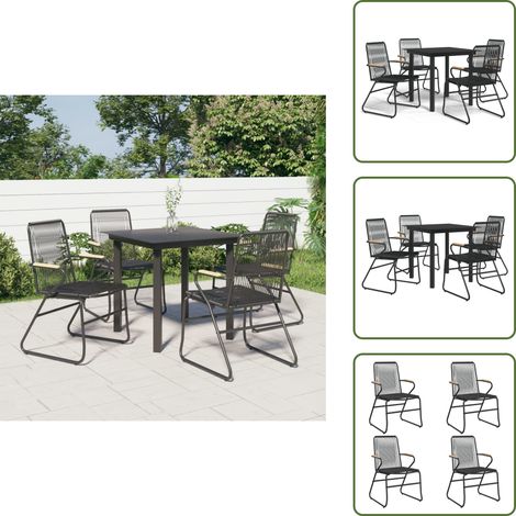 Ensemble à manger de jardin 5 pcs Noir Rotin PVC - Meubles De Jardin - Salon De Jardin - Ensemble De Jardin - Mobilier De Jardin - Rotin Pvc (1/5)