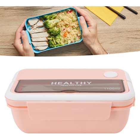 1100 ml Lunchbox im japanischen Stil, tragbare isolierte Lunchbox für Büroangestellte und Studenten, mit Fächern, mikrowellengeeignet, großes Fassungsvermögen, hellrosa. (1/5)