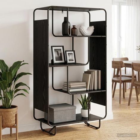 vidaXL Buffet haut Chêne noir 80 x 37,5 x 144 cm Bois d'ingénierie (1/5)