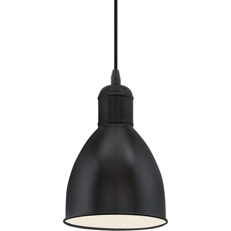 EGLO Lampada a sospensione Priddy, lampada da parete in design vintage, retrò e industriale in acciaio, nero, bianco, E27 (1/5)