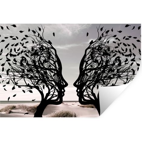 STICKER MURAL Plage - Mer - Personnes - Arbre - Art moderne 60x40 cm (1/5)
