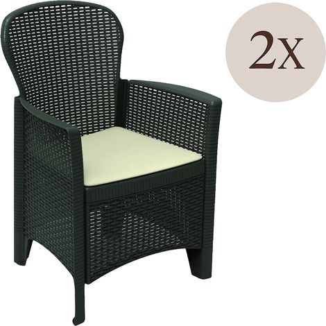Dmora - Set di 2 sedie da esterno Como, Seduta da giardino, Per indoor o outdoor, Con braccioli, Made in Italy, 59x57 h86 cm, Antracite