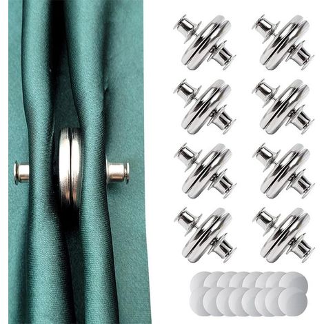 Paar Vorhangmagnete, Vorhangknopfmagnete, magnetische Vorhangbefestigungen für Duschvorhänge, Vorhänge (Silber)