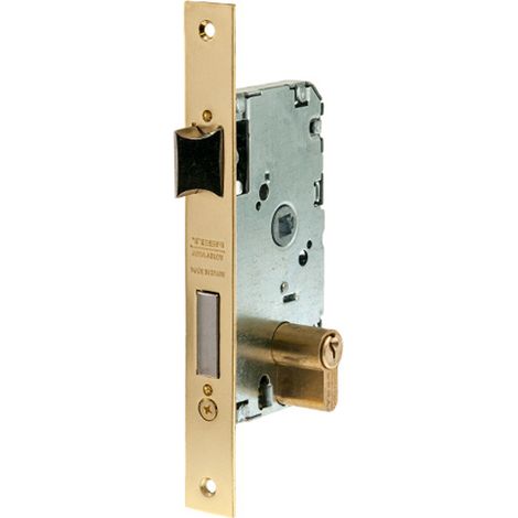 Tesa Assa Abloy, 20104PHL, Serratura da infilare de per porte in legno, funzione di ingresso, Ottone Acciaio (1/2)