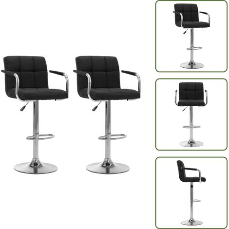 vidaXL Chaises de bar lot de 2 noir tissu (1/5)