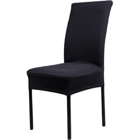 Lot de 6 Housses de Chaise Extensibles Universelle - Moderne - Noir (1/3)