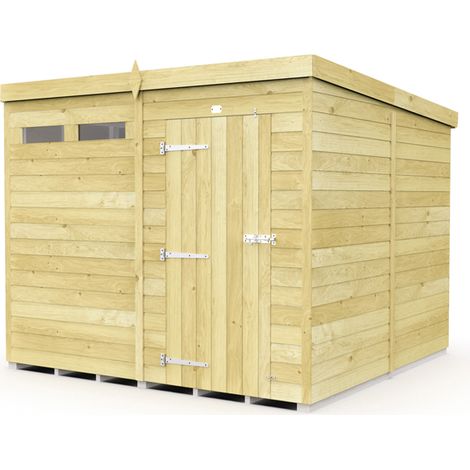 8 x 8 Feet Pent Security Shed - Single Door - Wood - L231 x W243 x H201 cm