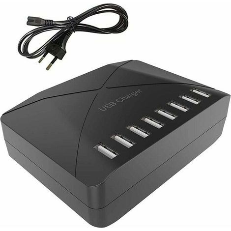 Chargeur USB 40 W, multi-ports USB à 8 ports, hub de charge avec détection intelligente, station de charge USB multi-ports, pour smartphones, tablettes et autres appareils (1/5)