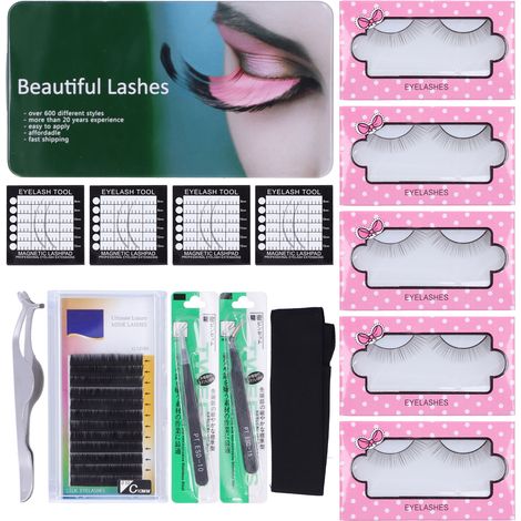 Kit outil extension cils faux : pratique greffe cils, entraînement grafting, lot accessoires formation. (1/5)