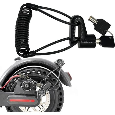 Antivol pour trottinette électrique (Noir), cadenas à disque + câble de sécurité antivol à ressort 1,2 m + 2 clés et sacoche, pour Xiaomi M365/moto/vélo/trottinette électrique (1/5)