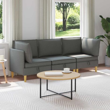 vidaXL Modular Sofa Set with Storage 3 pcs Dark Grey Fabric