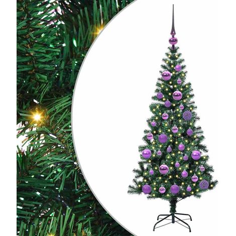 Sapin de Noël，Arbre de Noël artificiel pré-éclairé Vert 120 cm PVC et métal CFW51489 (1/5)