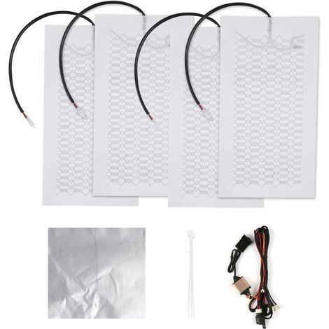 Kit de chauffage de siège en fibre de carbone 12 V pour 2 sièges avec interrupteur de température à 5 vitesses Housse de siège Coussin chauffant Coussin chauffant pour voitures Camions VTT (1/5)