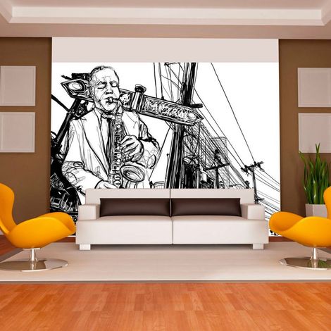 Papier peint récital de saxophone à Broadway - 400 x 309 cm (1/4)