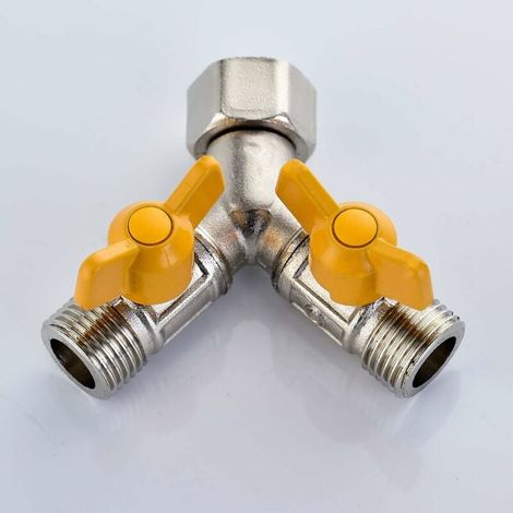 Válvula de repuesto G 1/2 Y Conector de latón Válvula de 3 vías en adaptador de ducha Llave de paso para cocina o baño (1/4)
