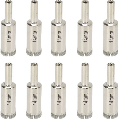 Lot de 10 forets diamant haute torsion, perçage carrelage et marbre, 14mm, scie cloche pour céramique (1/5)