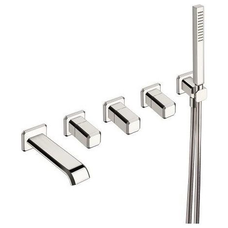 Mélangeur encastré 5 trous pour bain/douche ITALY Chromé et poignée Calacatta brillant - CRISTINA ONDYNA IT16551CC (1/2)