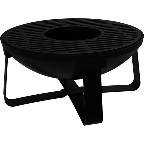 M&S – Brasero fonte 52cm – Cuve émaillée résistante aux hautes températures – Allumage rapide au bois et charbon – Pour espaces extérieurs