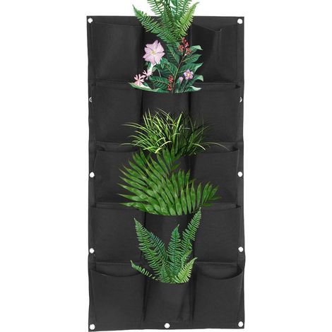 Sacs Culture Suspendus, 12 Poches Muraux, Jardinière (15 bouchées) Jardinière murale balcon, plantation légumes herbes aromatiques, jardinage extérieur maison (1/5)