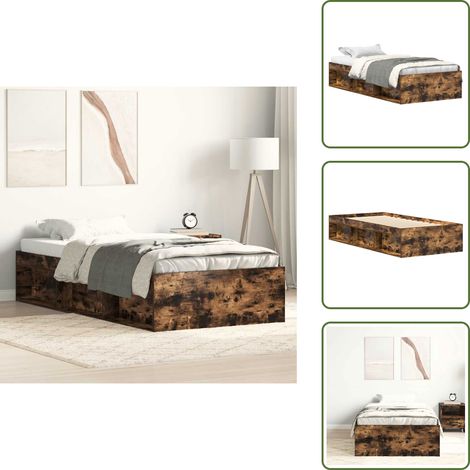 vidaXL Estructura de cama roble ahumado 75x190 cm (1/5)
