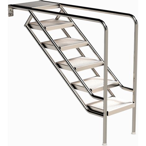 Eichenwald Pooltreppe Modell 08.3 Miami nur Unterteil Beckentiefe 1599mm 6 Edelstahl-Waffelblech-Stufen