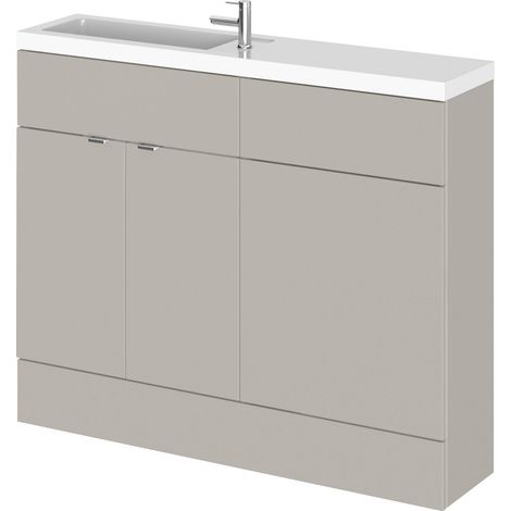 Alrewas Contemporary 2 Door Floor Standing Compact Combination Unit with Basin, Pebble Grey, 1100mm
