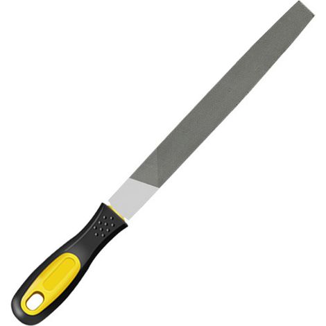 1 lime plate et demi-ronde en acier à haute teneur en carbone, 310 mm, poignée caoutchouc, pour métal bois plastique (1/5)