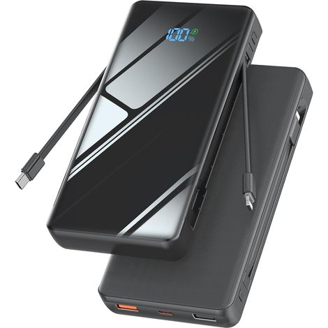 Powerbank 20000mAh Batterie Externe 22,5W Charge Rapide USB C avec 2 Câbles  3 Ports et 2 Câbles Intégrés Power Bank USB C écran LED 22,5W Chargeur Portable avec 17 16 15 14 13 iPad (1/5)
