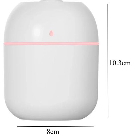 Humidificateur d'air USB en forme de goutte d'eau (blanc), silencieux et brumisateur, à fixer dans la voiture. (1/5)
