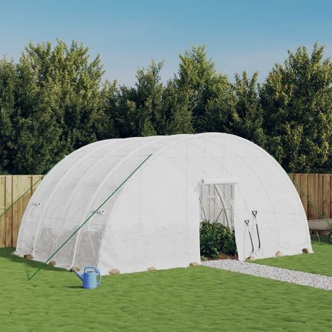 Serre de Jardin Serre d'hivernage Serre tunnel avec cadre en acier blanc 24 m² 6x4x2,85 m NSME4236 (1/5)