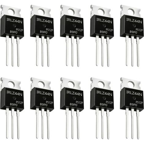 10 Pièces IRLZ44N Transistors MOSFET à Canal N 55 V 47 A 3 Broches, MOSFET Module IRLZ44N TO-220 pour Commutation PWM Electronique DIY, Transistors IRLZ44NPBF, Redresseur Canal N (1/5)