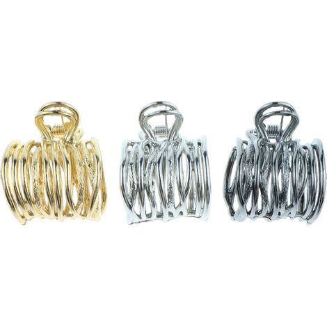 3 Pinces à cheveux, métal, antidérapantes, queue de cheval haute, or argent noir, femmes cheveux épais fins（Q3 : Nouveaux produits pour le mois d'août） (1/5)