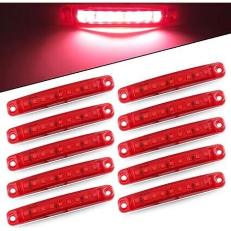 10pcs Lumière Latérale 9SMD 12-24V Feux Latéraux Super Lumineux LED Pour Latéral Feux de Position Du Camion de Conduite Automatique Lumière Avant Feux Arrière de Remorque Moto(rouge) (1/5)