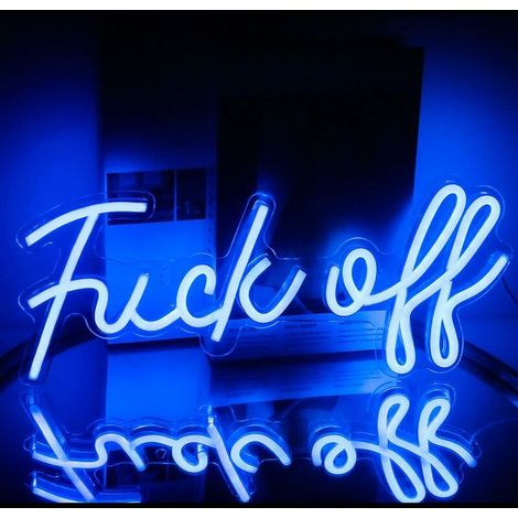 Fuck Off Neon Sign Word Blue LED Neon Wall Light Signs Acrylic USB Neon Lights for Bedroom Letter Neon Lamp Sign for Bar Pub Home Decorations 17'' x 8'' (1/5)