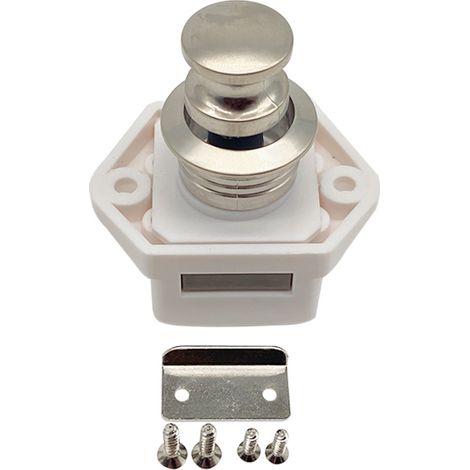 Lntyq Lot de 2 loquets sans clé à bouton-poussoir, fermoir de verrouillage de porte de meuble, verrou à bouton pour armoire de caravane de camping-car (blanc)