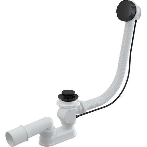 Alca Juegos de desagüe - Conjunto de desagüe y rebosadero para bañera, longitud 570 mm, negro mate A55BLACK (1/2)