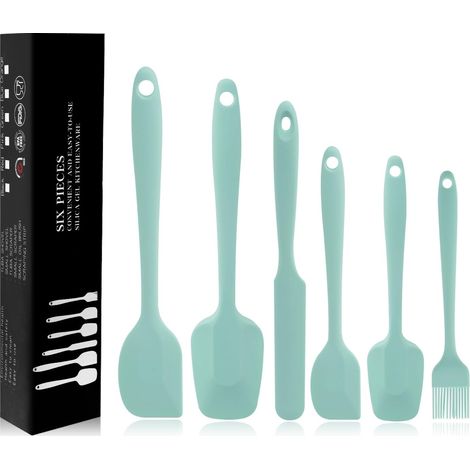 Lot de 6 spatules en silicone de qualité alimentaire, spatules en caoutchouc résistantes à la chaleur, noyau en acier inoxydable, ustensiles de cuisine antiadhésifs pour la cuisine, la pâtisserie et (1/5)