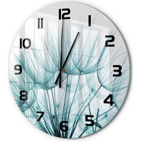 Horloge Murale Ronde Sans Cadre en Verre Trempé Silencieuse et Moderne Graines de pissenlit fi 60 cm (1/5)