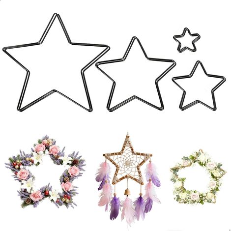 Cercle Attrape Reve Bricolage 5 cm 10 cm 15 cm 20 cm,8 Pièces Cercle Metal Circles étoile,Cercle pour Couronne de Noel Guirlandes Décorations Festives,Anneau Metal Noir (1/5)