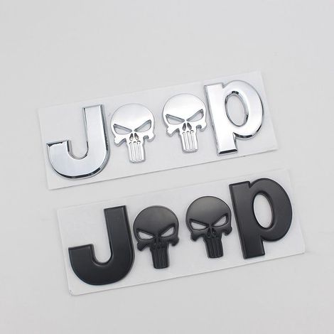 Autocollant Logo Jeep Punisher Chrome Argenté Décalque Auto Extérieur Tuning (1/5)