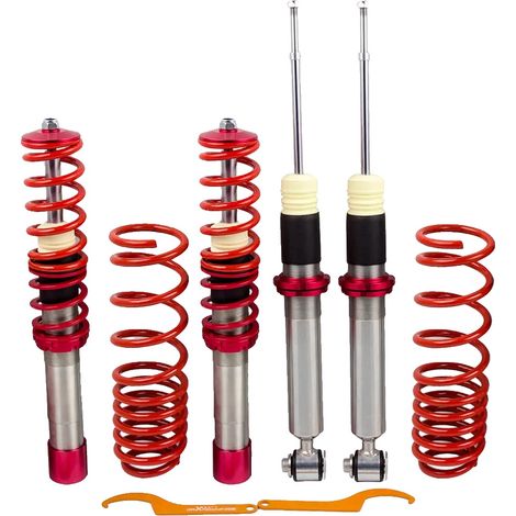Amortisseurs à coilover, Hauteur de conduite réglable, Ressorts haute performance, Rouge
