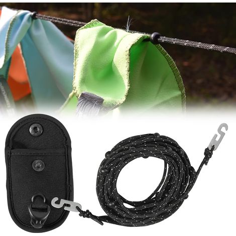 Corde à Linge Rétractable robuste de 3m, antidérapante, pour buanderie, jardin, balcon, camping-car, camping et randonnée (1/5)